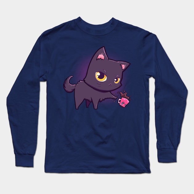 Cat Hates Mugs Long Sleeve T-Shirt by Susto